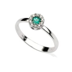 anello smeraldo tondo e diamanti namuri