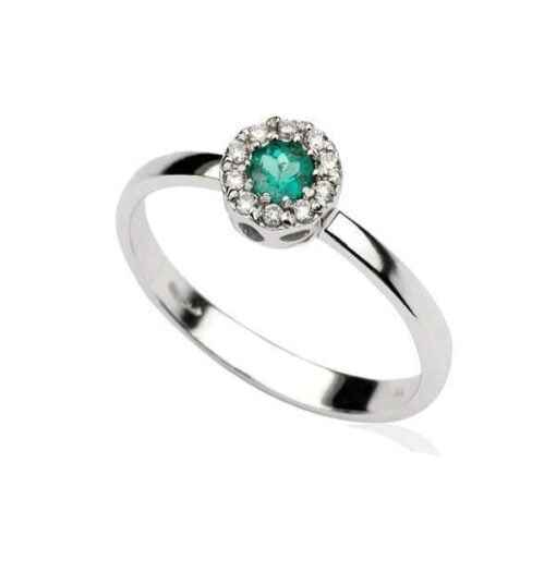 anello smeraldo tondo e diamanti namuri