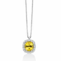 Collier zaffiro giallo oro e diamant
