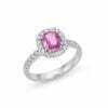 Anello con centrale zaffiro rosa e diamanti Miluna