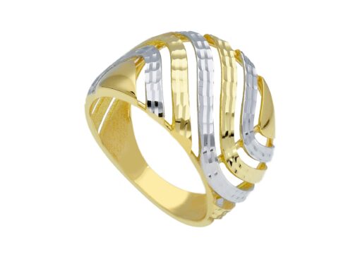 anello zigrinato oro bianco e giallo