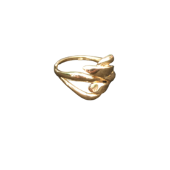 anello in oro giallo a fascia con intreccio