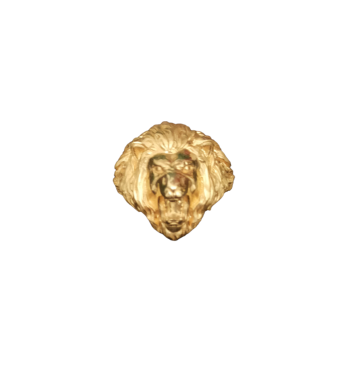 Anello chevalier con testa di leone in oro giallo 18k
