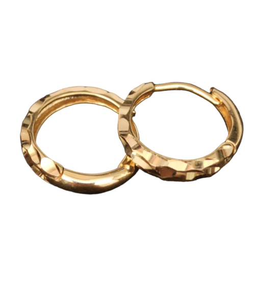 Orecchini anellette in oro giallo 18k ad effetto diamantato